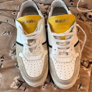 Macroo White and Yellow Men's Sneakers